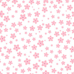 Pink Sakura flower seamless pattern vector illustration. Cherry blossom on white background