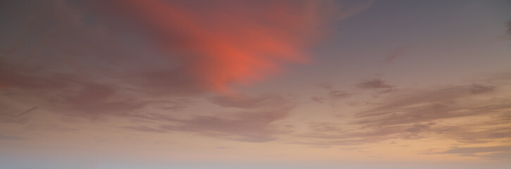 A panorama of the sky at sunset or sunrise. Red sky. High resolution. 