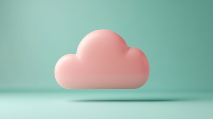 Soft Pink Cloud Shape Floating Above a Pastel Green Background Representing Dreamy Atmosphere and Imagination