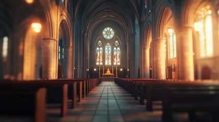 Obraz premium Serene Sanctuary: A Cathedral's Tranquil Interior