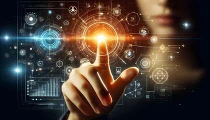 Technology artificial intelligence digital ai hand concept on cyber future business tech science innovation futuristic network strategy background virtual data communication learning assistant search.