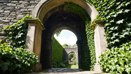 Obraz premium A serene passage through time framed by nature's embrace