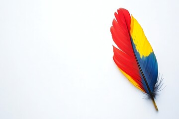 Minimalist Amazonian Macaw Feather with Text Space