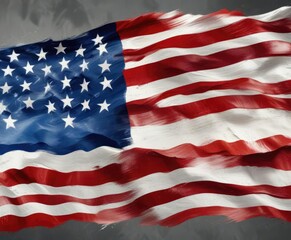 Abstract art of American flag made with brush strokes, memorial day, background, texture