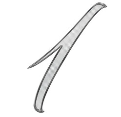 Fototapeta premium Silver, ornate, metal 3D number with metal mesh inside.