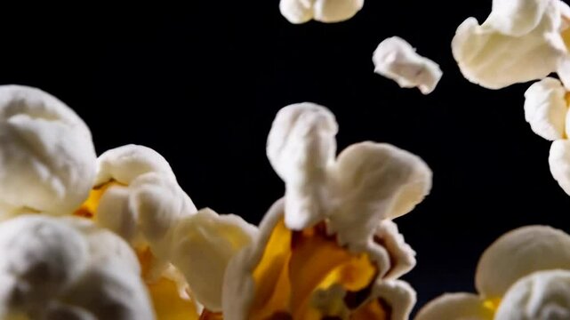 Popcorn kernel close-up on dark background, snack food concept