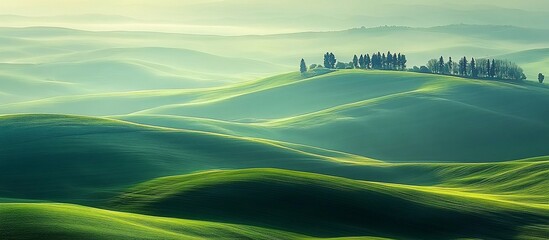 Obraz premium Serene Tuscan Hills: A Breathtaking Panorama of Rolling Green Landscape