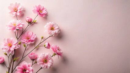 Fototapeta premium delicate pink flowers in a minimalist background with clean lines and simple shapes , floral, mediterranean