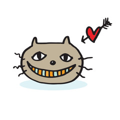  Cute cat doodle vector design,Cat hand drawn doodle cartoon,cat vector illustration, cute animal