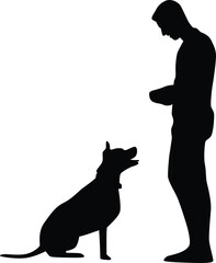People playing with dog silhouette illustration