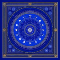 Obraz premium Celestial Tapestry Depicting Lunar Phases and Constellations