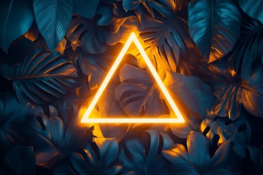Gold Triangle Light on Dark Greenery Plants - Powered by Adobe