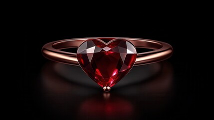Elegant heart-shaped red gemstone ring.