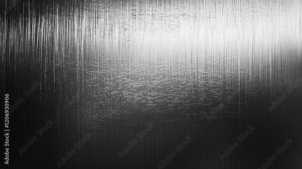 Poster abstract black and white background with a fine metal texture, illuminated by soft light from above.