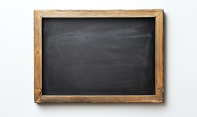 Rustic wooden framed chalkboard with blank black surface. (1)