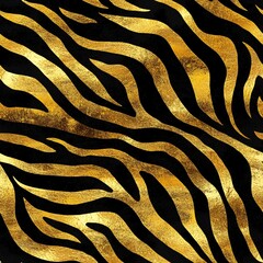 Black and Gold Striped Texture with Bold Tiger Pattern Ideal for Elegant Designs and Luxurious Backgrounds