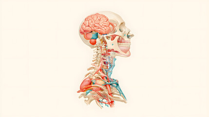 Human anatomy exploration detailed view of brain and spine medical illustration educational environment scientific insight