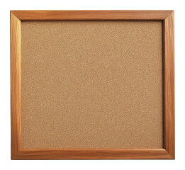 Cork bulletin board with wooden frame, blank announcement surface. Office organization and memo concept