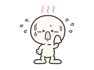 汗を拭く暑い人物のベクターイラスト04