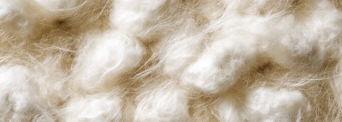 Fototapeta premium Untreated cotton bolls with soft and fluffy fibers. Wide background