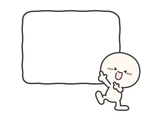 指差しをしているシンプルな人物と画線のフレームのベクターイラスト01