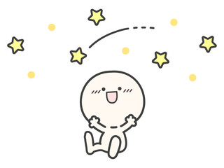 星空と流れ星とシンプルな笑顔の人物