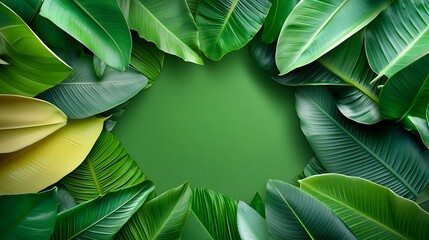 lush green tropical leaves frame - green/nature themes
