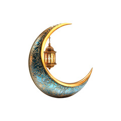 Ornate Crescent Moon Ramadan Lantern Festive Design,
