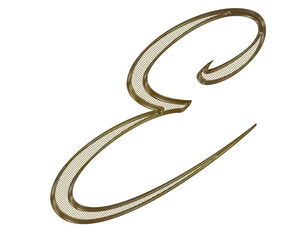 Gold, , ornate, metal 3D letter with metal mesh inside.
