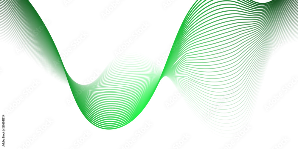 Aufkleber Abstract Minimalist Wave Gradient Design. Green and White Fluid Art Background. Curved wave smooth stripe seamless pattern. Twisted curve lines with blend effect. energy waves technology concept
