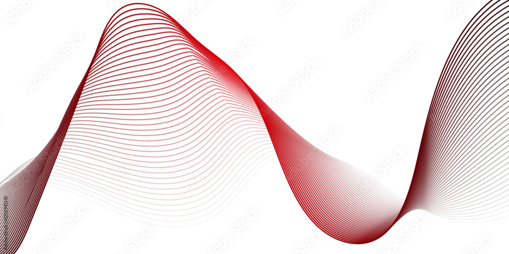Poster Abstract Minimalist Wave Gradient Design. Red and White Fluid Art Background. Curved wave smooth stripe seamless pattern. Twisted curve lines with blend effect. energy waves technology concept