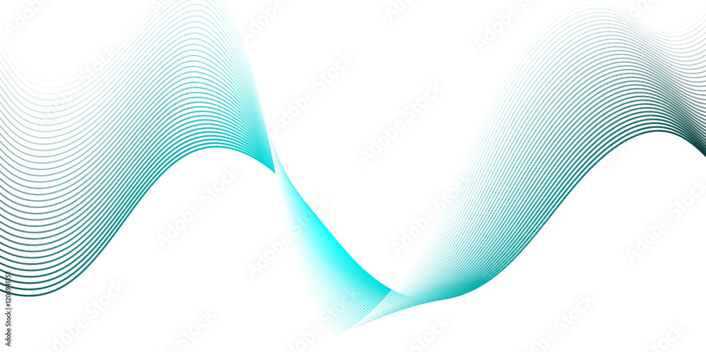 Aufkleber Abstract Minimalist Wave Gradient Design. Aqua and White Fluid Art Background. Curved wave smooth stripe seamless pattern. Twisted curve lines with blend effect. energy waves technology concept