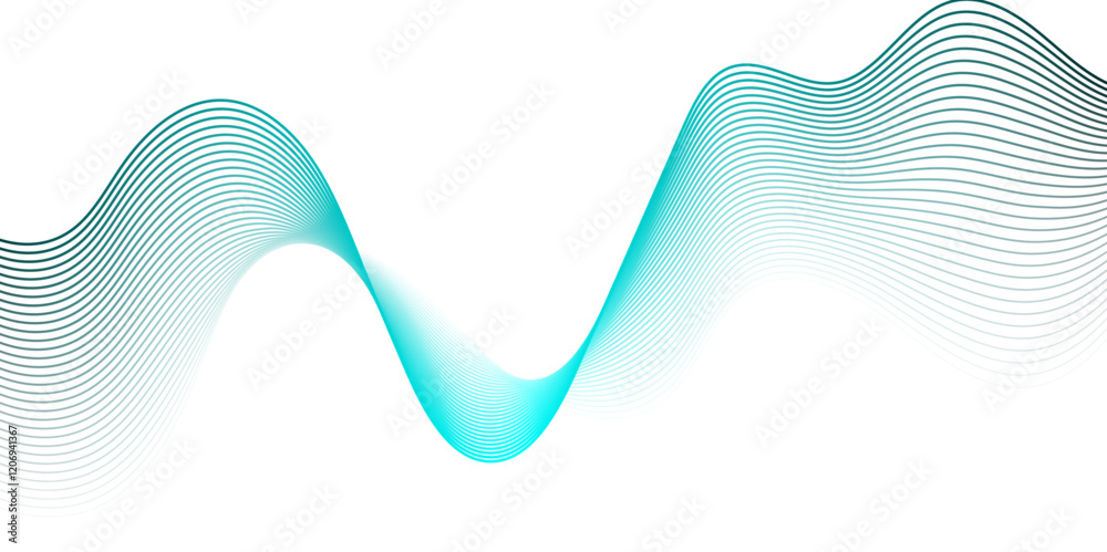 Aufkleber Abstract Minimalist Wave Gradient Design. Aqua and White Fluid Art Background. Curved wave smooth stripe seamless pattern. Twisted curve lines with blend effect. energy waves technology concept