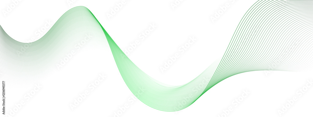 Poster Abstract Minimalist Wave Gradient Design. Green and White Fluid Art Background. Curved wave smooth stripe seamless pattern. Twisted curve lines with blend effect. energy waves technology concept