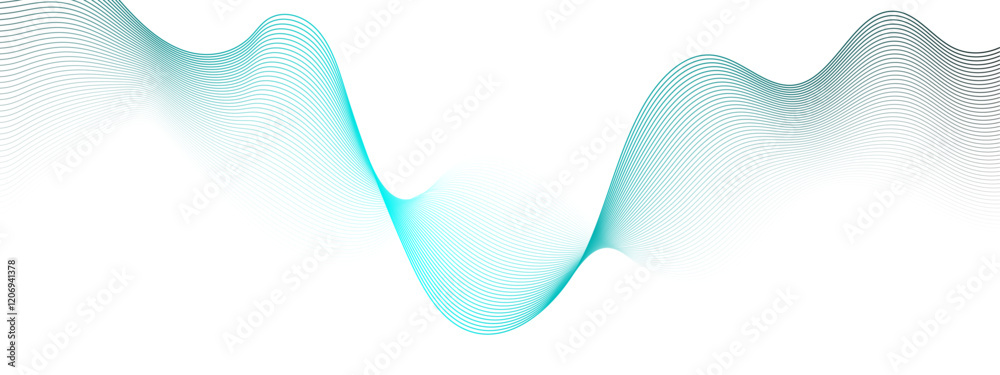 Aufkleber Abstract Minimalist Wave Gradient Design. Aqua and White Fluid Art Background. Curved wave smooth stripe seamless pattern. Twisted curve lines with blend effect. energy waves technology concept