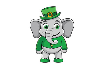 An elephant wearing St. Partick's hat vector art illustration.eps