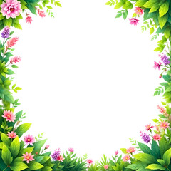 Fototapeta premium natural border illustration of flowers and leaves
