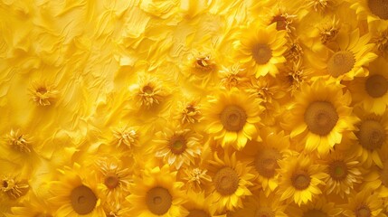 Yellow Sunflowers Background Close-up Floral Arrangement