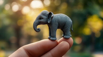 Fototapeta premium Tiny Elephant on a Fingertip