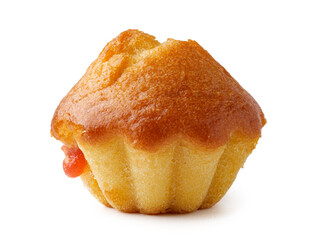 Freshly baked muffin with a golden brown top and a slightly moist texture, perfect for a sweet...