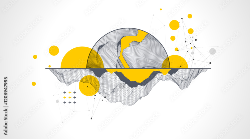 Aufkleber Trendy abstract wireframe background. Modern science or technology art elements. Surface illustration.