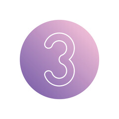 Number 3 icon isolated on a white background. Vector illustration.
