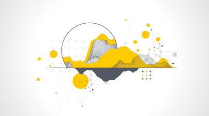 Trendy abstract wireframe background. Modern science or technology art elements. Surface illustration.