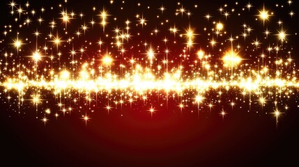 Obraz premium A festive red glitter background with golden sparkles glowing softly in a scattered arrangement