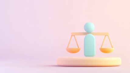 Fototapeta premium risk management awareness process concept. Stylized representation of a person holding balanced scales, symbolizing justice and fairness.