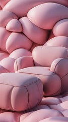 Obraz premium Pink and lilac comfortable with smooth volume shapes 3d rendering