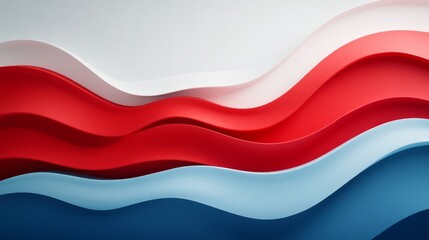 Naklejka premium Dynamic flow, abstract red and white waves in motion background flowing