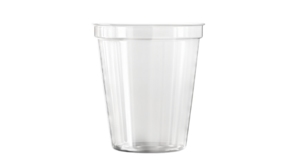 Empty clear plastic cup isolated on transparent background