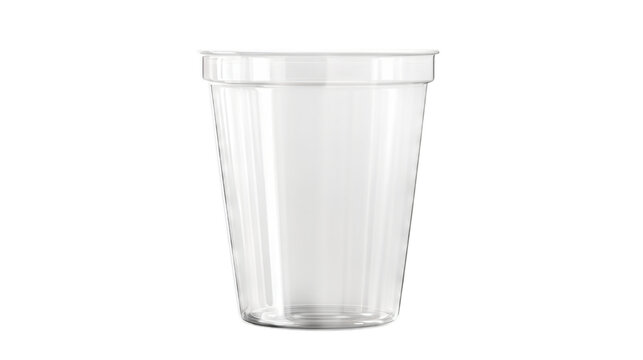 Empty clear plastic cup isolated on transparent background