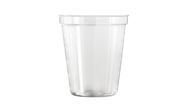Empty clear plastic cup isolated on transparent background - Powered by Adobe